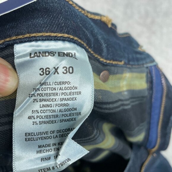 NEW Lands' End Men's Size 36X30 Flannel Lined Stretch Jeans Straight Leg - Picture 6 of 9